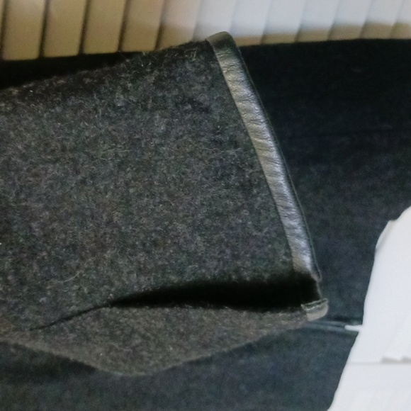 EILEEN Fisher Wool Blend Leather Trim Jacket, Size Large - Picture 5 of 13